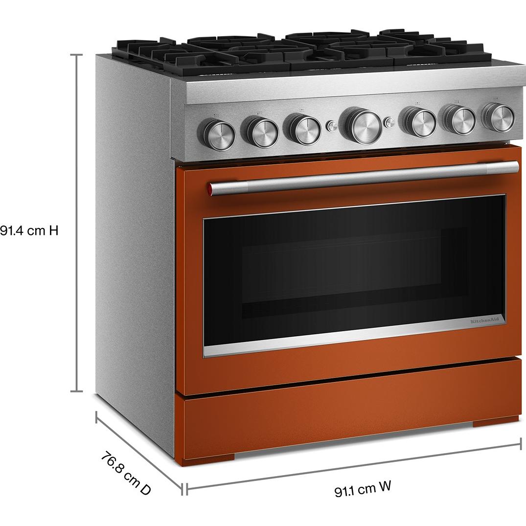  KitchenAid 36-inch, 5.1 cu. ft. Freestanding Commercial-Style Dual-Fuel Range with Even-Heat™ True Convection KFDS936SSC IMAGE 7