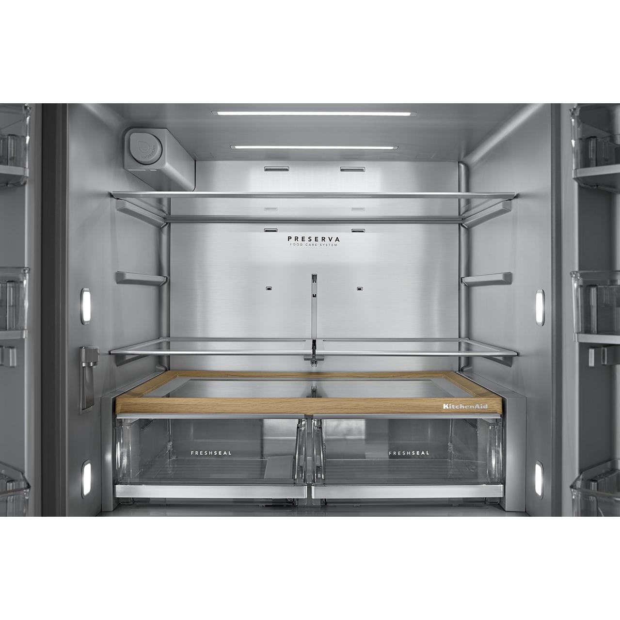  KitchenAid 36-inch, 29.51 cu. ft. Freestanding French 4-Door Refrigerator with Water and Ice Dispensing System KRMF436SBE IMAGE 6