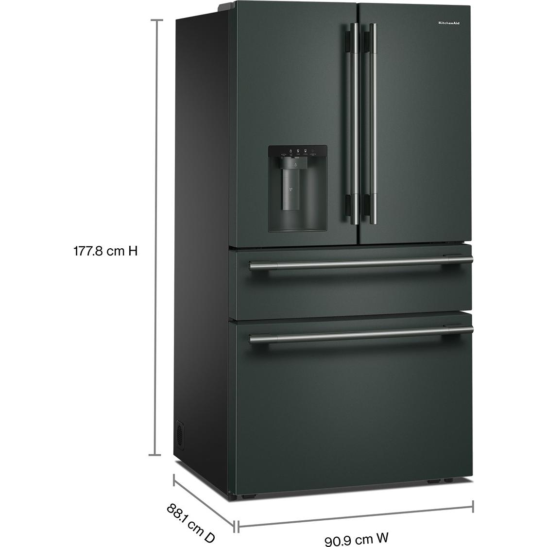  KitchenAid 36-inch, 29.51 cu. ft. Freestanding French 4-Door Refrigerator with Water and Ice Dispensing System KRMF436SJP IMAGE 4