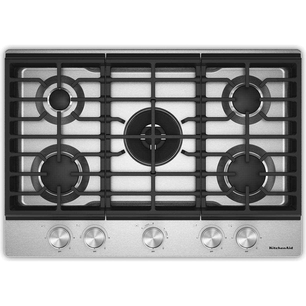  KitchenAid 30-inch Built-in Gas Cooktop with 5 Burners KCGK530SSS IMAGE 1