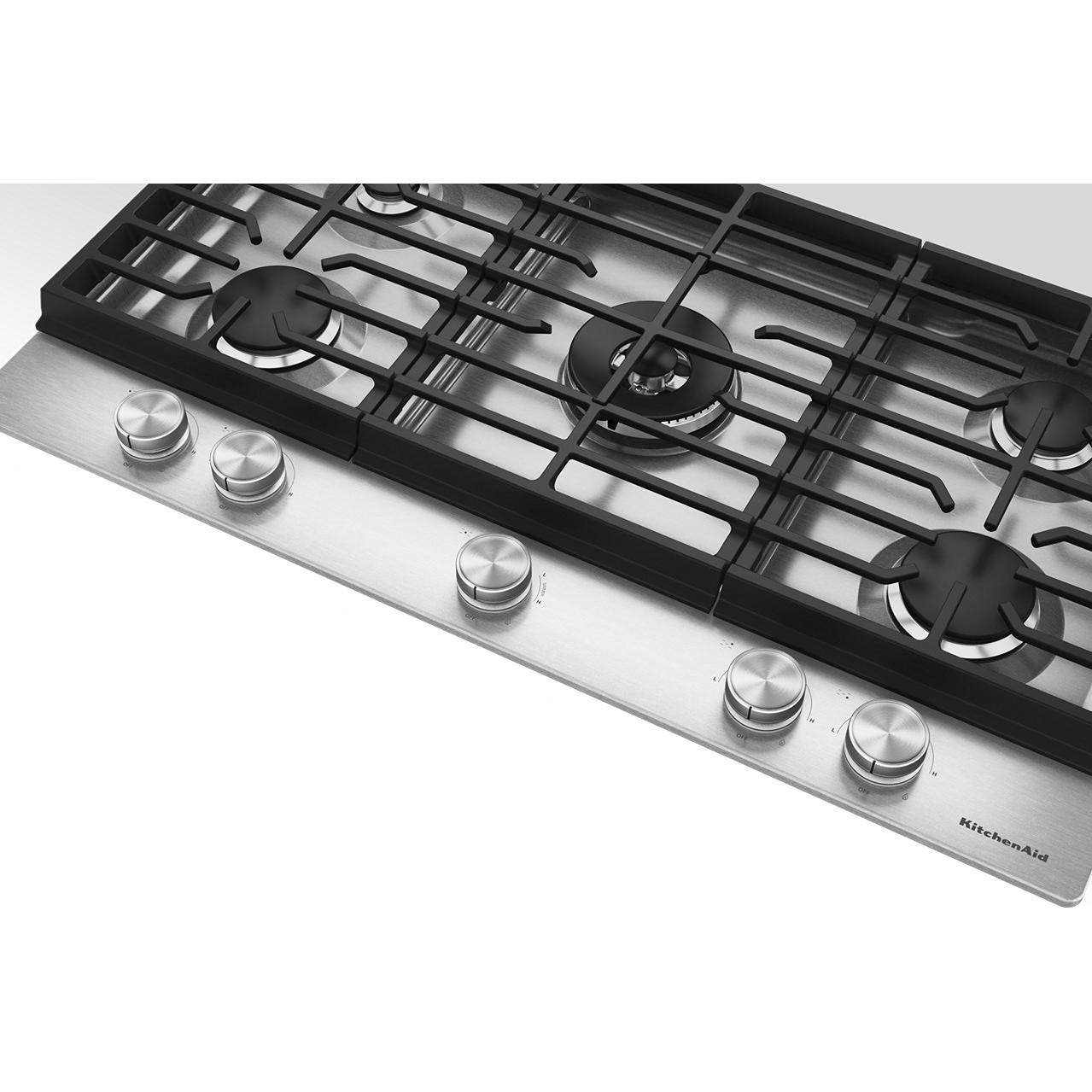  KitchenAid 36-inch Built-in Gas Cooktop with 5 Burners KCGK736SSS IMAGE 3