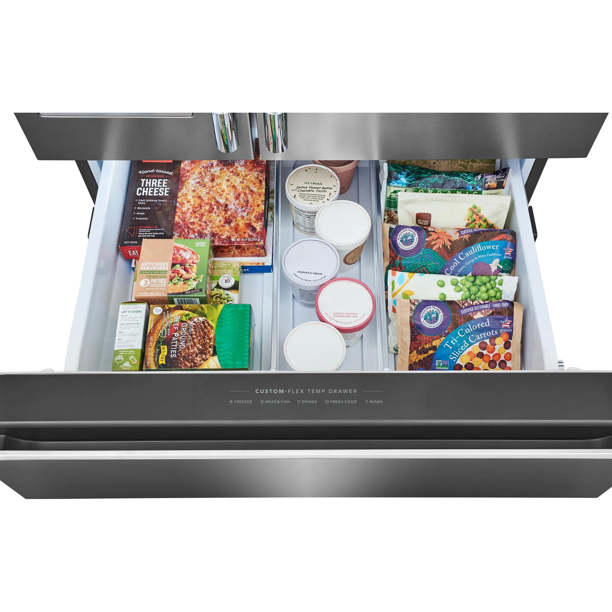  Frigidaire Professional 36-inch, 26.3 cu. ft. Freestanding French 4-Door Refrigerator with Custom-Flex® Temperature Drawer PRMS2790BF IMAGE 8