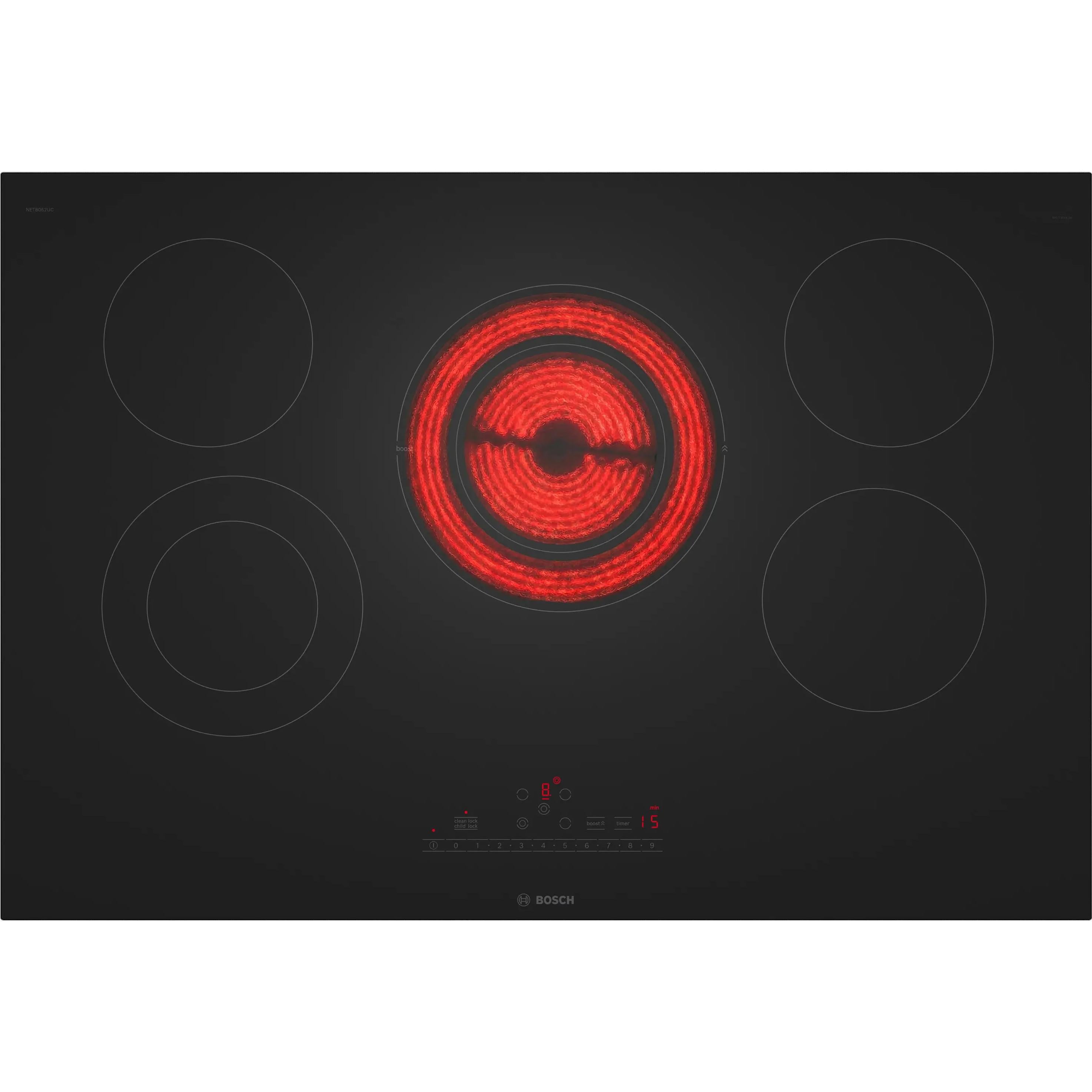  Bosch 30-inch Built-In 800 Series Electric Cooktop without frame NET8062UC IMAGE 2