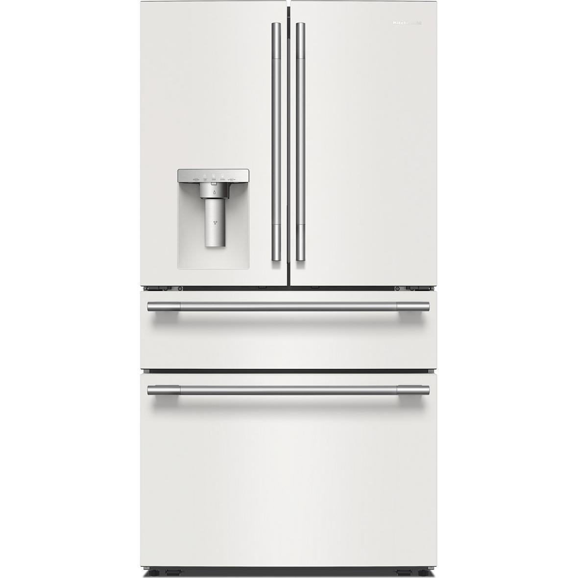 KitchenAid 36-inch, 29.51 cu. ft. Freestanding French 4-Door Refrigerator with Water and Ice Dispensing System KRMF436SPL IMAGE 1