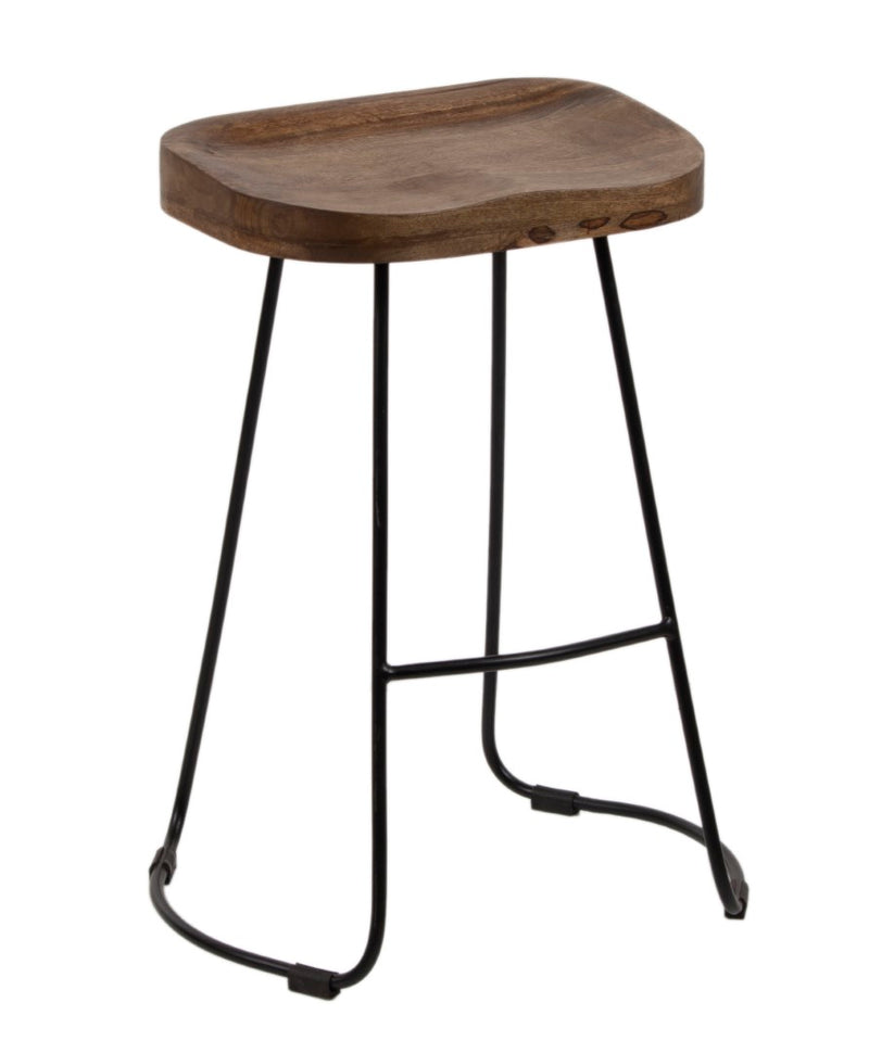 Live Edge Forge Boston Counter Stool  w/Hair Pin Legs -Washed Walnut & Black