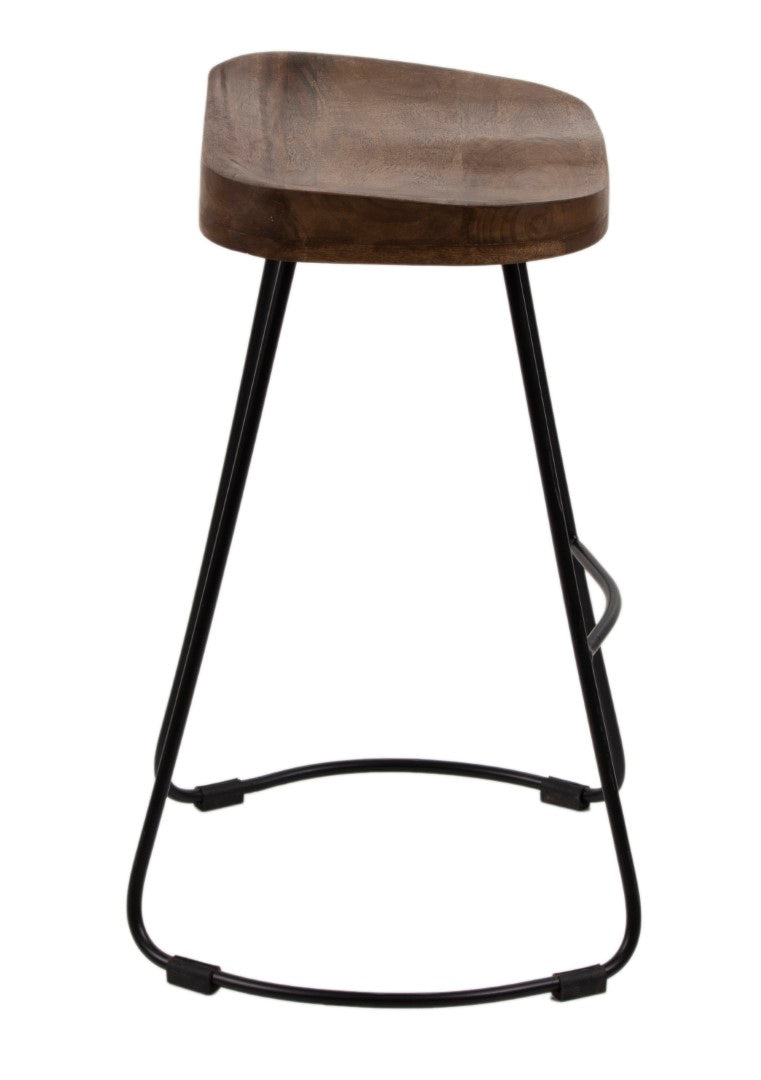 Live Edge Forge Boston Counter Stool  w/Hair Pin Legs -Washed Walnut & Black