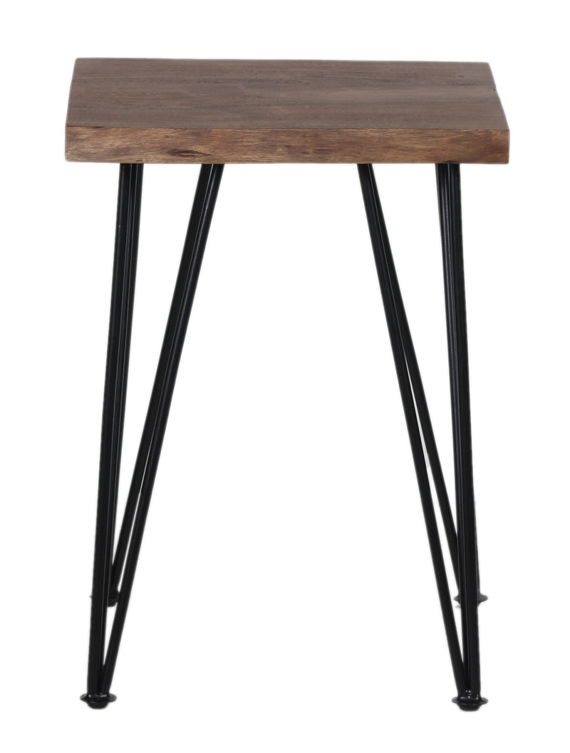 Live Edge Forge End Table w/Hair Pin Legs -Washed Walnut & Black