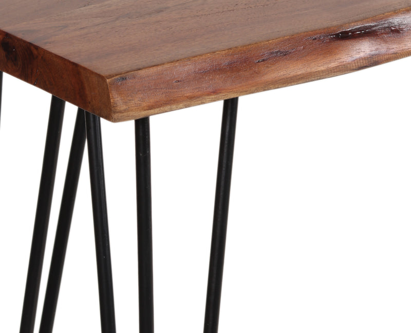 Live Edge Forge Console Table w/Hair Pin Legs -Washed Walnut & Black