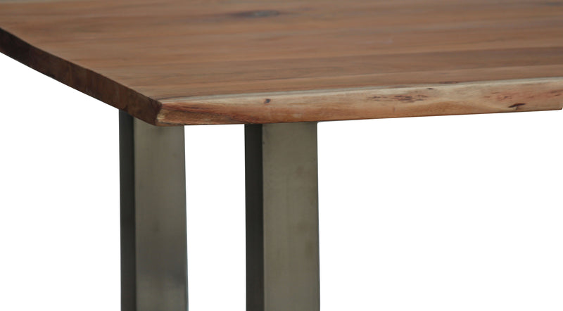 Live Edge Top Dining Table w/U Legs - Natural & SS