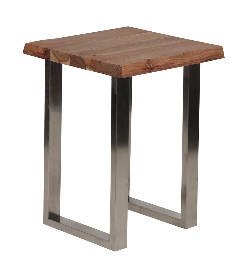 Live Edge Top End Table w/U Legs -  Natural & SS