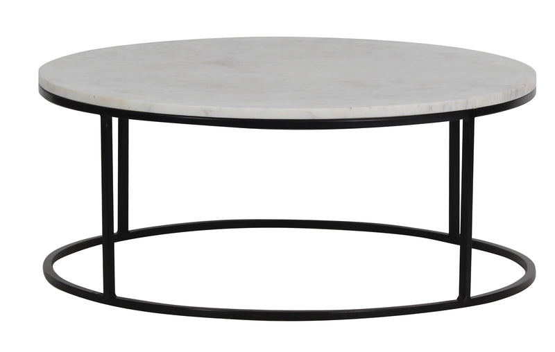 Keywest Tables Round Top Cofee Table -White Marble & Black