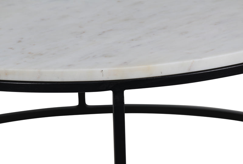 Keywest Tables Round Top Cofee Table -White Marble & Black