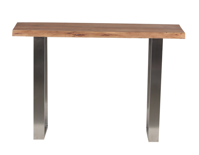 Live Edge Top Console Table w/U Legs - Natural & SS
