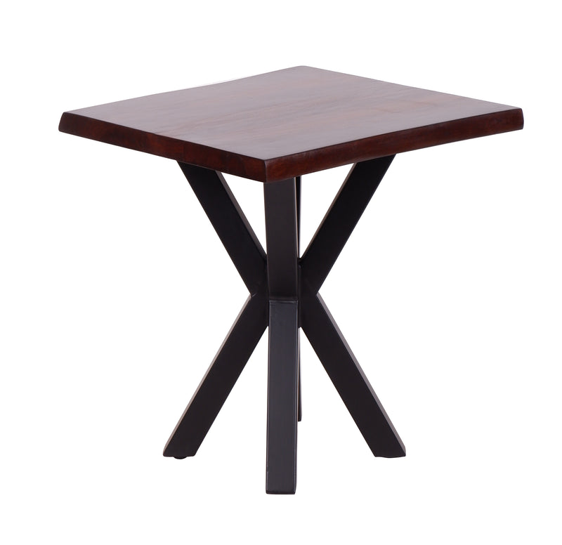 Spider Leg Free Edge Solid Sheesham Side Table - Natural Mulberry & Black
