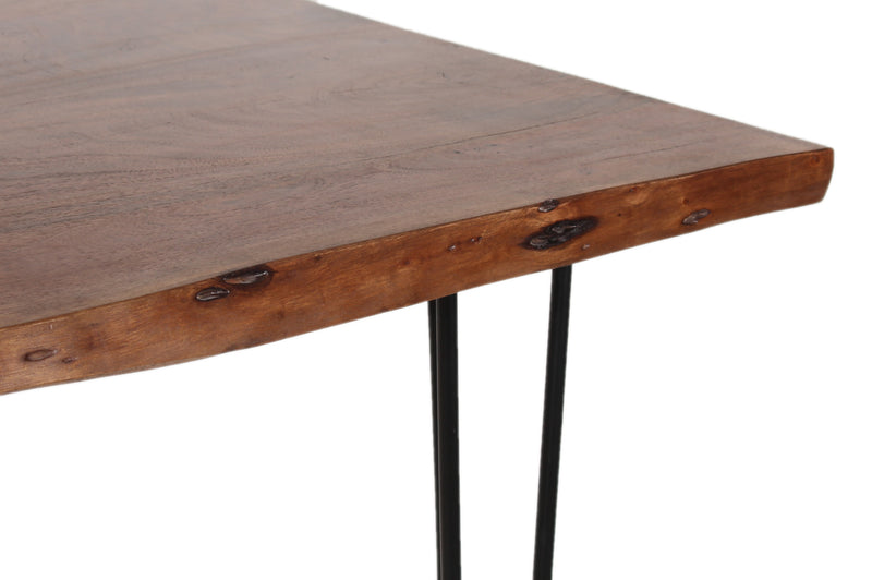 Live Edge Forge Counter Height Table w/Hair Pin Legs -Washed Walnut & Black
