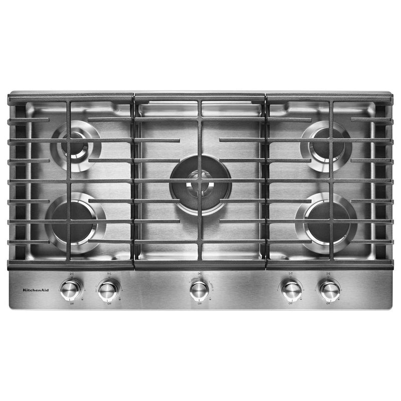 KitchenAid 36-inch Built-in Gas Cooktop with Even-Heat™ Burner KCGS556ESS IMAGE 2