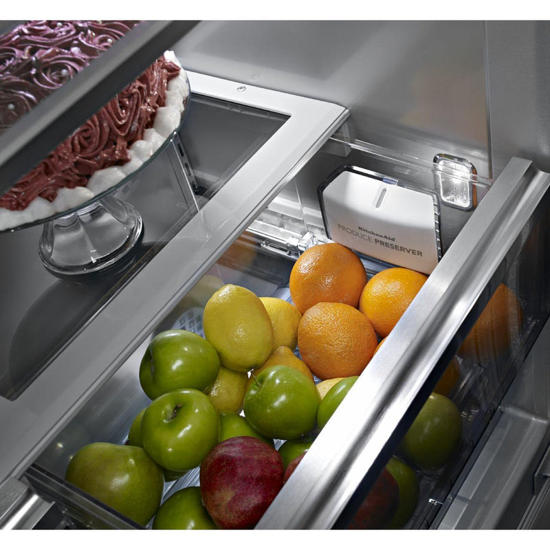 KitchenAid 43-inch, 24.2 cu.ft. Built-in French 3-Door Refrigerator with Platinum Interior Design KBFN502ESS IMAGE 4