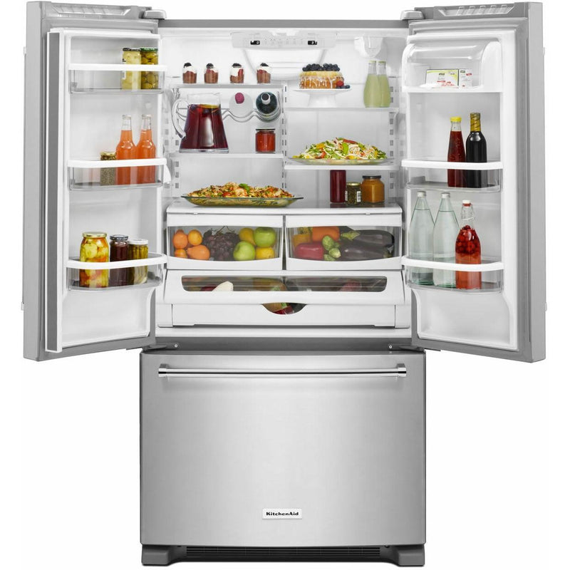 KitchenAid 36-inch, 20 cu. ft. French 3-Door Refrigerator with Interior Water Dispenser KRFC300ESS IMAGE 3