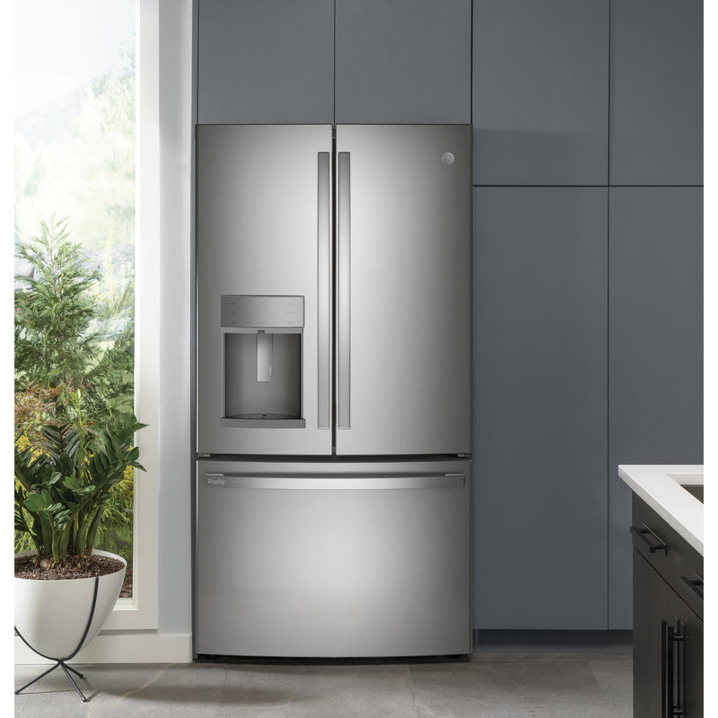 GE Profile 36-inch, 22.1 cu.ft. Counter-Depth French 3-Door Refrigerator with External Water and Ice Dispensing System PYD22KYNFS IMAGE 14