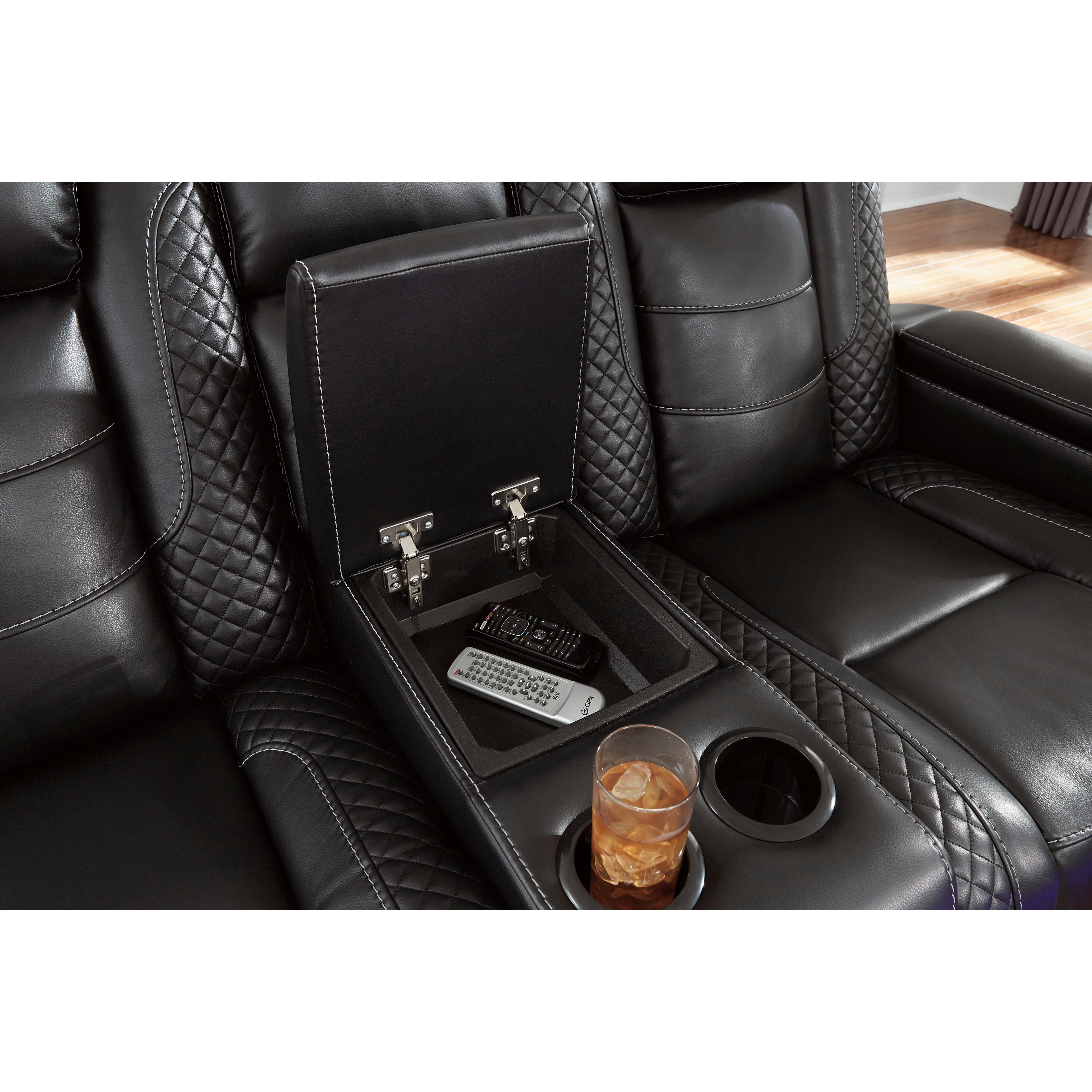 Signature Design by Ashley Party Time Power Reclining Leather Look Loveseat 3700318C IMAGE 12