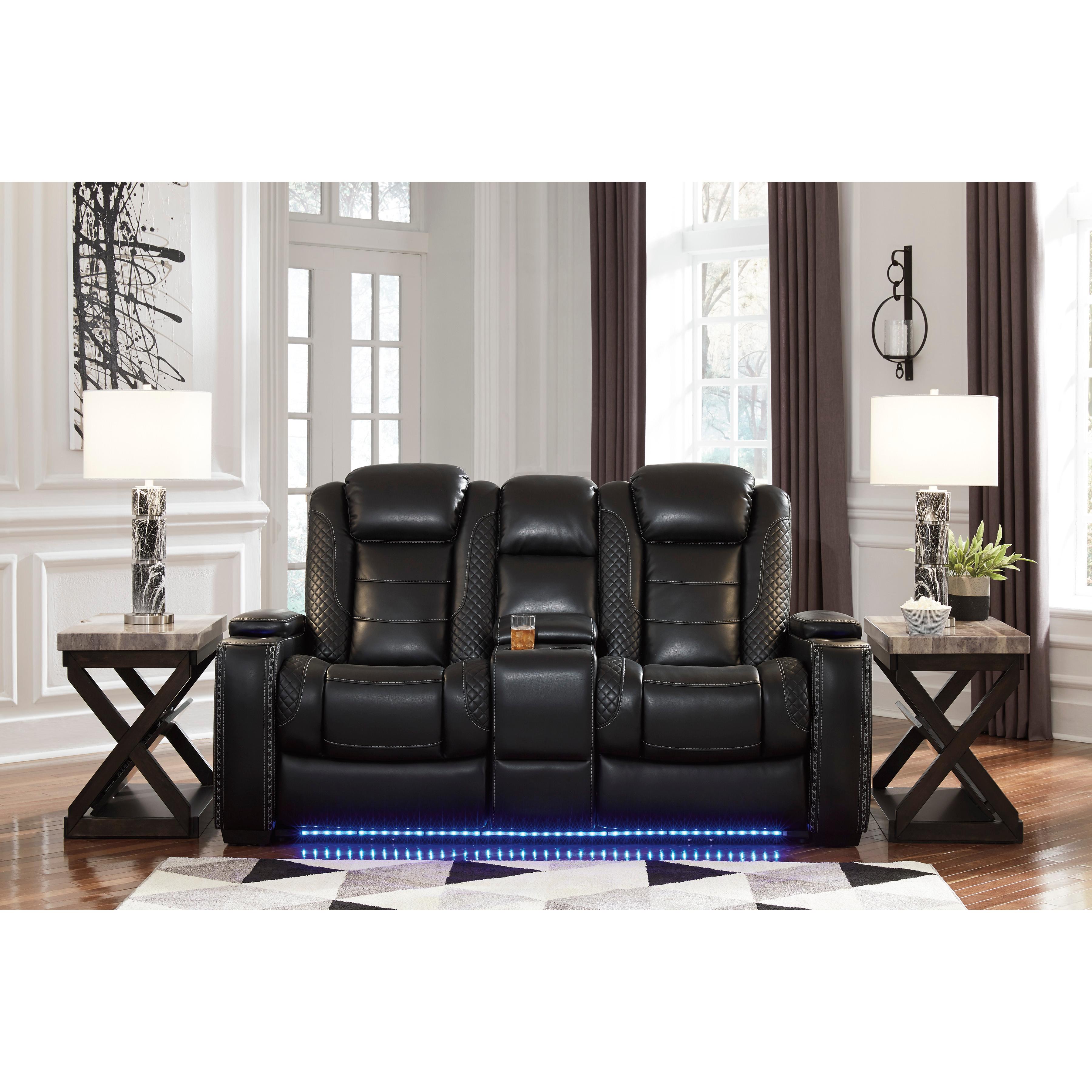Signature Design by Ashley Party Time Power Reclining Leather Look Loveseat 3700318C IMAGE 5