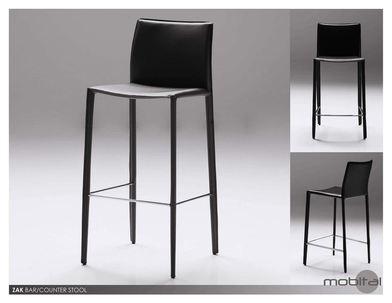 Mobital Counter Stool Black Zak Counter Stool Full Leather Wrap Set of 2 - Available in 3 Colours