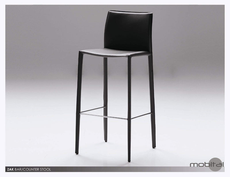 Mobital Counter Stool Black Zak Counter Stool Full Leather Wrap Set of 2 - Available in 3 Colours