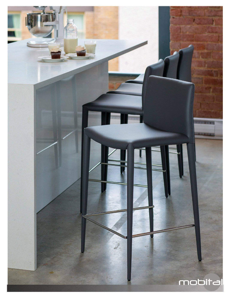 Mobital Counter Stool Black Zeno Counter Stool Full Leatherette Wrap Set of 2