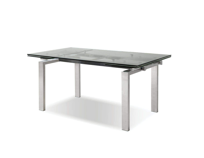Mobital Dining Table Clear Cantro Extending Dining Table Clear Glass with Stainless Steel Features - Available in 2 Colours