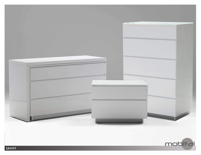 Mobital Dresser Light Grey Savvy Double Dresser High Gloss Light Grey - Available in 2 Colours