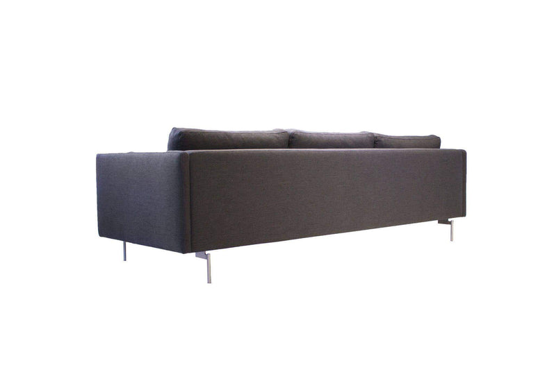 Mobital Sofa Taut 3 Seater Sofa Dark Grey Tweed Fabric with Brushed Stainless Steel Legs
