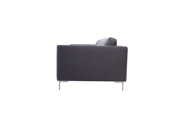 Mobital Sofa Taut 3 Seater Sofa Dark Grey Tweed Fabric with Brushed Stainless Steel Legs