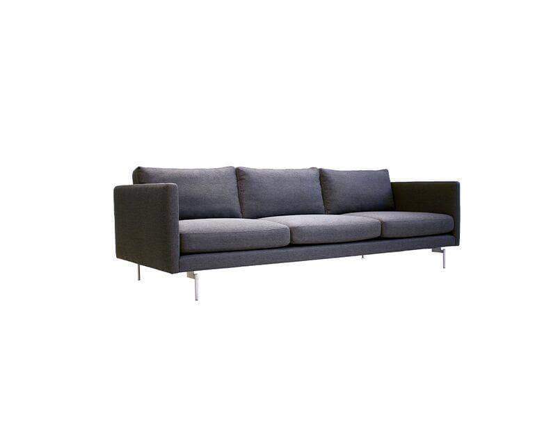 Mobital Sofa Taut 3 Seater Sofa Dark Grey Tweed Fabric with Brushed Stainless Steel Legs