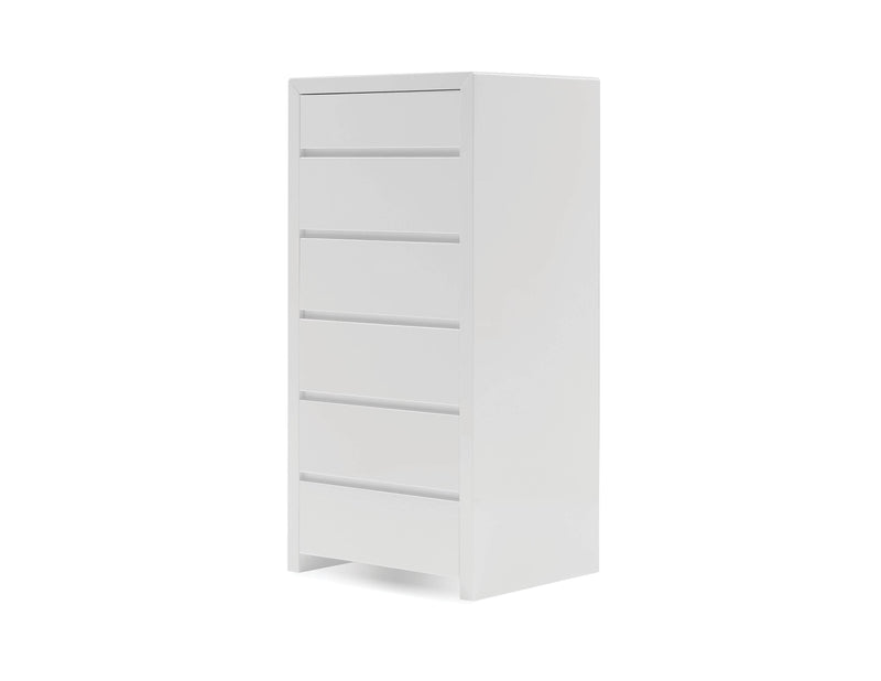 Mobital Chest High Gloss White Blanche 6-Drawer Chest - Available in 2 Colours