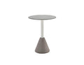 Mobital Cayo Round Dining Table with Grey Concrete Texture Top and White Galvanized Powder Coated Steel