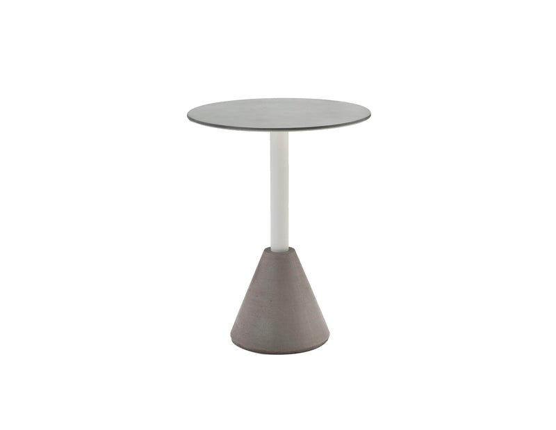 Mobital Cayo Round Dining Table with Grey Concrete Texture Top and White Galvanized Powder Coated Steel