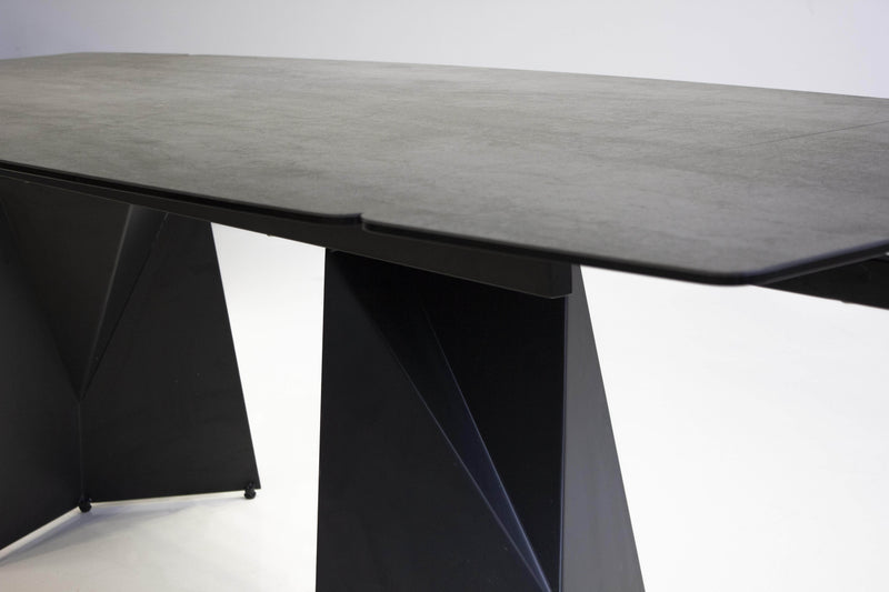 Mobital Dining Table Grey Prism Extending Dining Table Industrial Grey Ceramic With Black Powder Coated Base