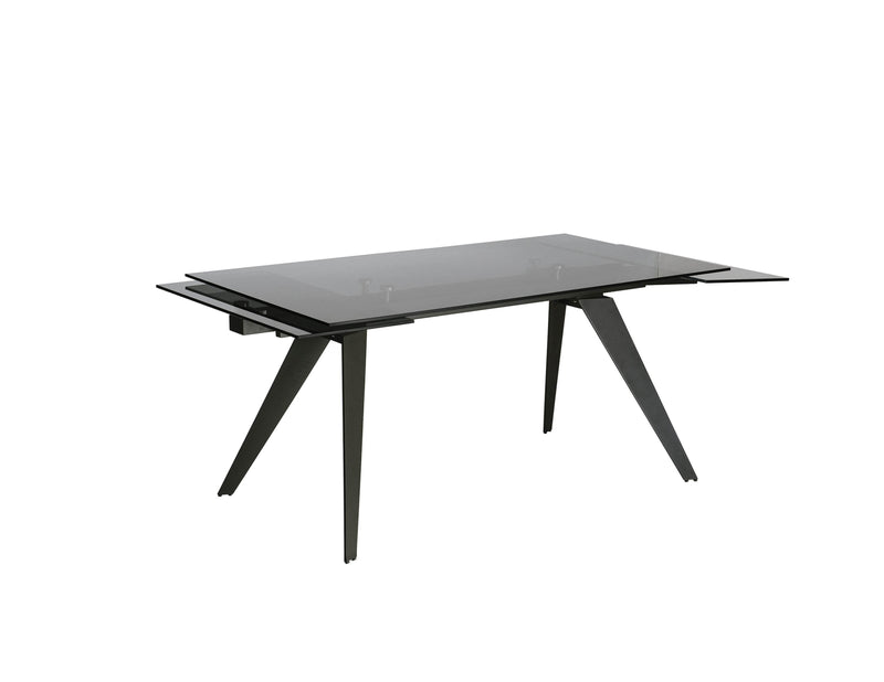 Mobital Dining Table Smoked Grey Noire Extending Dining Table Smoked Grey Glass With Iron Colored Steel Base