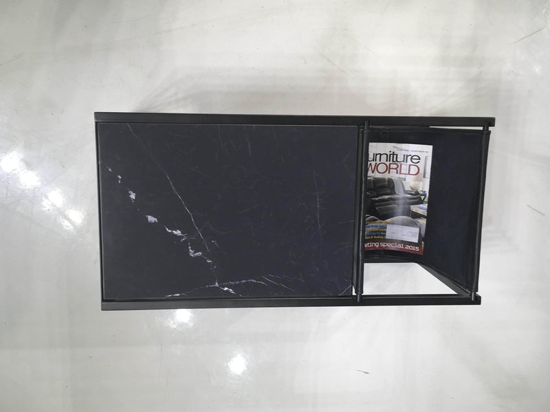 Mobital Magazine Rack Black Reception Magazine Rack Black Leather Sling And Black Nero Marquina Marble With Black Steel