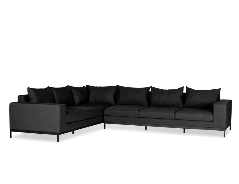 Mobital Jericho Sectional Sofa in Sunbrella Charcoal Grey Fabric with Black Frame